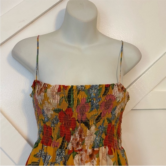 Nicholas Floral Printed Tiered Ruffle Smocked Prairie Sleeveless Midi Dress 16 - Picture 4 of 13